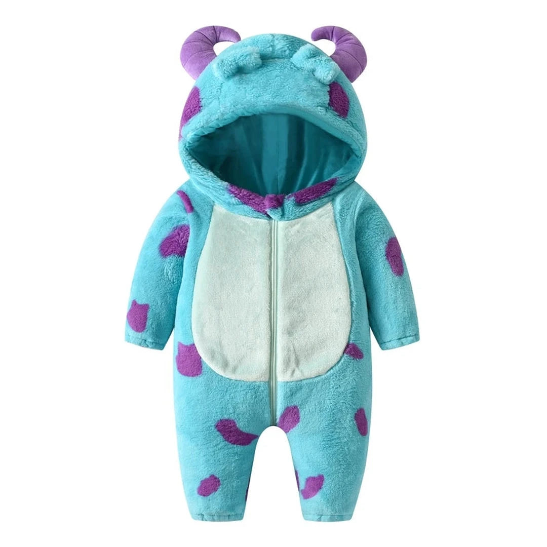 Plush monster onesie front view